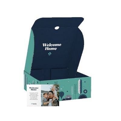 10" x 10" x 4" Custom White Corrugate Gift Box and 4" x 6" Card