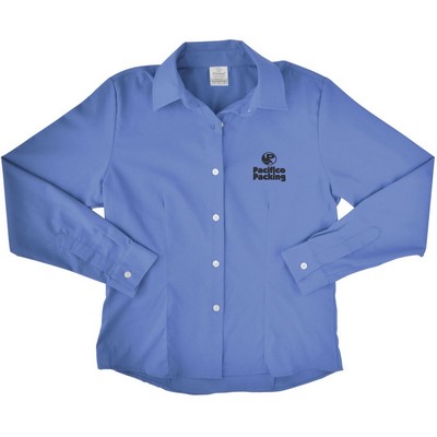 Embroidered Ladies Long Sleeve Twill Dress Shirt